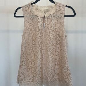 J CREW Creamy Lace Ruffle Neck Blouse - Small NWT
